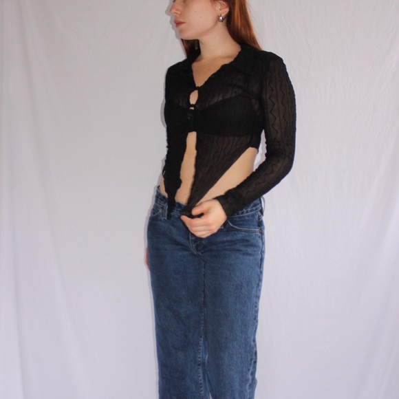 Princess Polly button up sheer top 🖤 - Picture 1 of 4